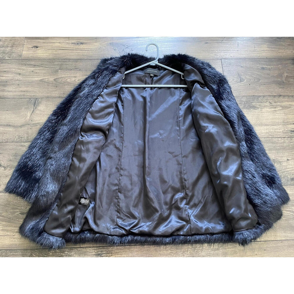 Ann Taylor Soft Faux Fur Jacket Coat Blue Medium - Picture 5 of 9